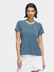 adidas Teal Blue Ultimate365 Tour Heat.rdy V-neck Top - Image 1 of 8