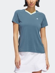 adidas Teal Blue Ultimate365 Tour Heat.rdy V-neck Top - Image 4 of 8