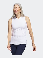 adidas Golf White Embossed Sleeveless Polo Shirt - Image 1 of 8