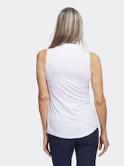 adidas Golf White Embossed Sleeveless Polo Shirt - Image 2 of 8