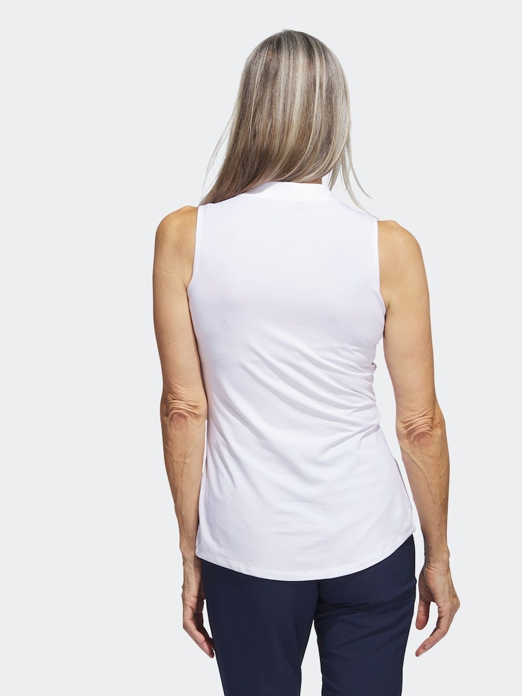 adidas Golf White Embossed Sleeveless Polo Shirt - Image 2 of 8