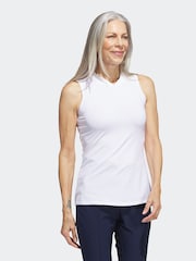 adidas Golf White Embossed Sleeveless Polo Shirt - Image 3 of 8