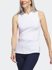 adidas Golf White Embossed Sleeveless Polo Shirt - Image 4 of 8