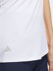 adidas Golf White Embossed Sleeveless Polo Shirt - Image 6 of 8
