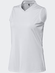 adidas Golf White Embossed Sleeveless Polo Shirt - Image 7 of 8