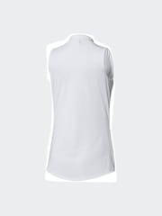 adidas Golf White Embossed Sleeveless Polo Shirt - Image 8 of 8