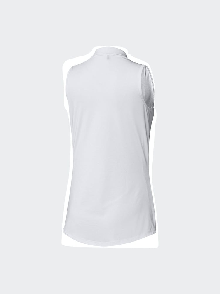 adidas Golf White Embossed Sleeveless Polo Shirt - Image 8 of 8