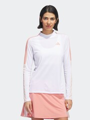 adidas Golf White/Coral Made With Nature Mock Neck Long-Sleeve Top - Image 1 of 7