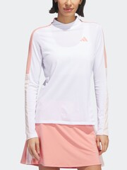 adidas Golf White/Coral Made With Nature Mock Neck Long-Sleeve Top - Image 3 of 7