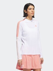 adidas Golf White/Coral Made With Nature Mock Neck Long-Sleeve Top - Image 4 of 7