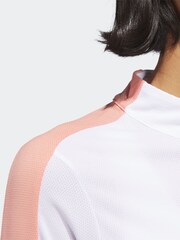adidas Golf White/Coral Made With Nature Mock Neck Long-Sleeve Top - Image 5 of 7