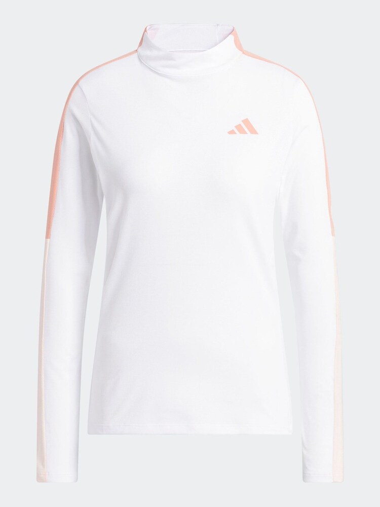adidas Golf White/Coral Made With Nature Mock Neck Long-Sleeve Top - Image 7 of 7