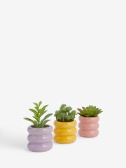Set of 3 Green Artificial Succulents In Bright Pots - Image 4 of 5