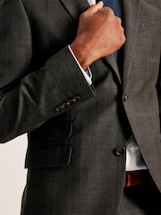 Joules Brown Slim Fit Trimmed Check Suit Jacket - Image 5 of 9