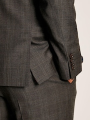 Joules Brown Slim Fit Trimmed Check Suit Jacket - Image 6 of 9