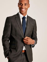 Joules Brown Slim Fit Trimmed Check Suit Jacket - Image 8 of 9