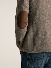 Joules Taupe Brown Wool Herringbone Blazer - Image 3 of 8