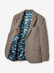Joules Taupe Brown Wool Herringbone Blazer - Image 8 of 8
