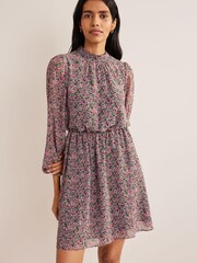 Boden Pink High Neck Flippy Mini Dress - Image 1 of 5
