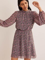 Boden Pink High Neck Flippy Mini Dress - Image 3 of 5