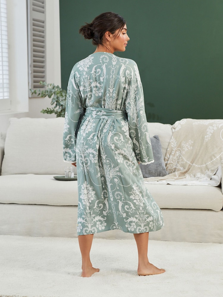 Laura Ashley Green Josette Dressing Gown - Image 2 of 6