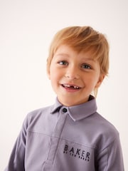 Lila - Baker by Ted Baker Langärmeliges Polo-Shirt aus 100 % Baumwolle - Bild 3 von 9