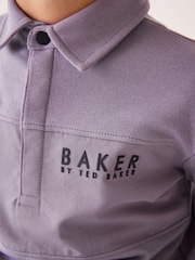 Lila - Baker by Ted Baker Langärmeliges Polo-Shirt aus 100 % Baumwolle - Bild 4 von 9