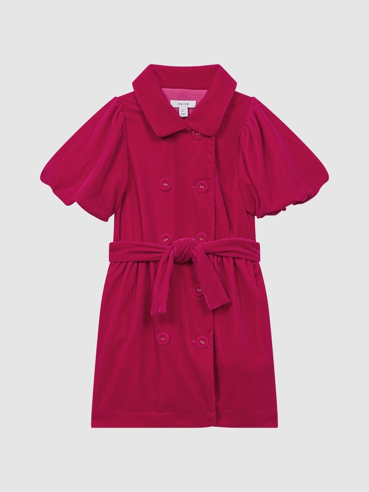 Reiss Pink Nancy Velvet Double Breasted Dress - Image 2 of 5