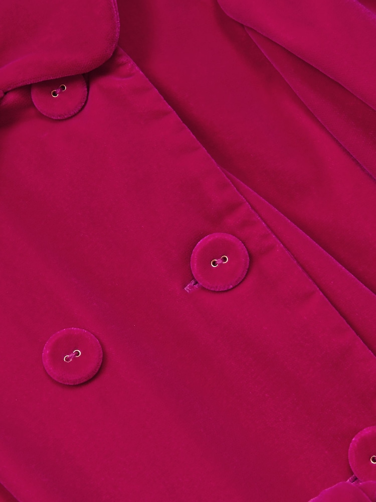 Reiss Pink Nancy Velvet Double Breasted Dress - Image 5 of 5