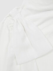 Reiss Ivory Bessie Senior Cotton Bow Funnel Neck T-Shirt - Image 5 of 5