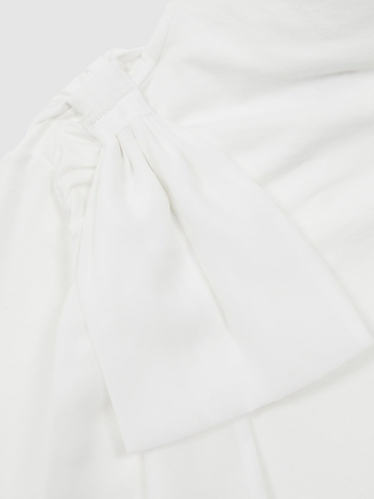 Reiss Ivory Bessie Senior Cotton Bow Funnel Neck T-Shirt - Image 6 of 6 Reiss Ivory Bessie Senior Cotton Bow Funnel Neck T-Shirt - Image 6 of 6