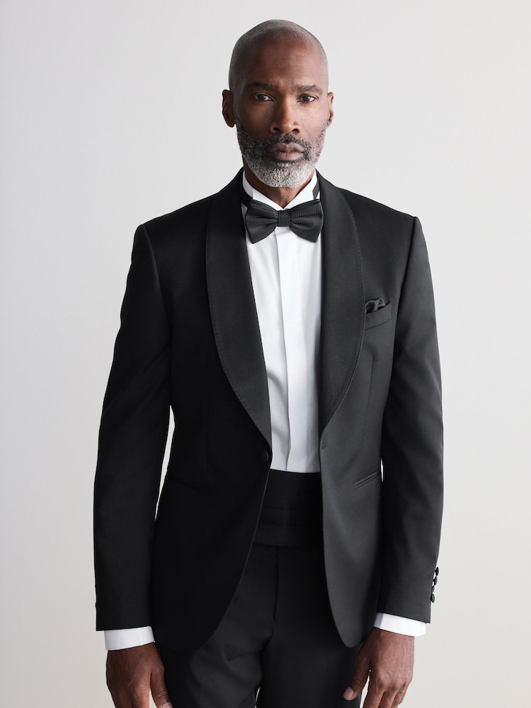 Black Slim Fit Signature Carlo Barbera Tuxedo Suit Jacket - Image 1 of 10