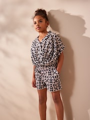 Black/Taupe Butterfly Twist Front Co-ord Set (3-16yrs) - Image 2 of 7
