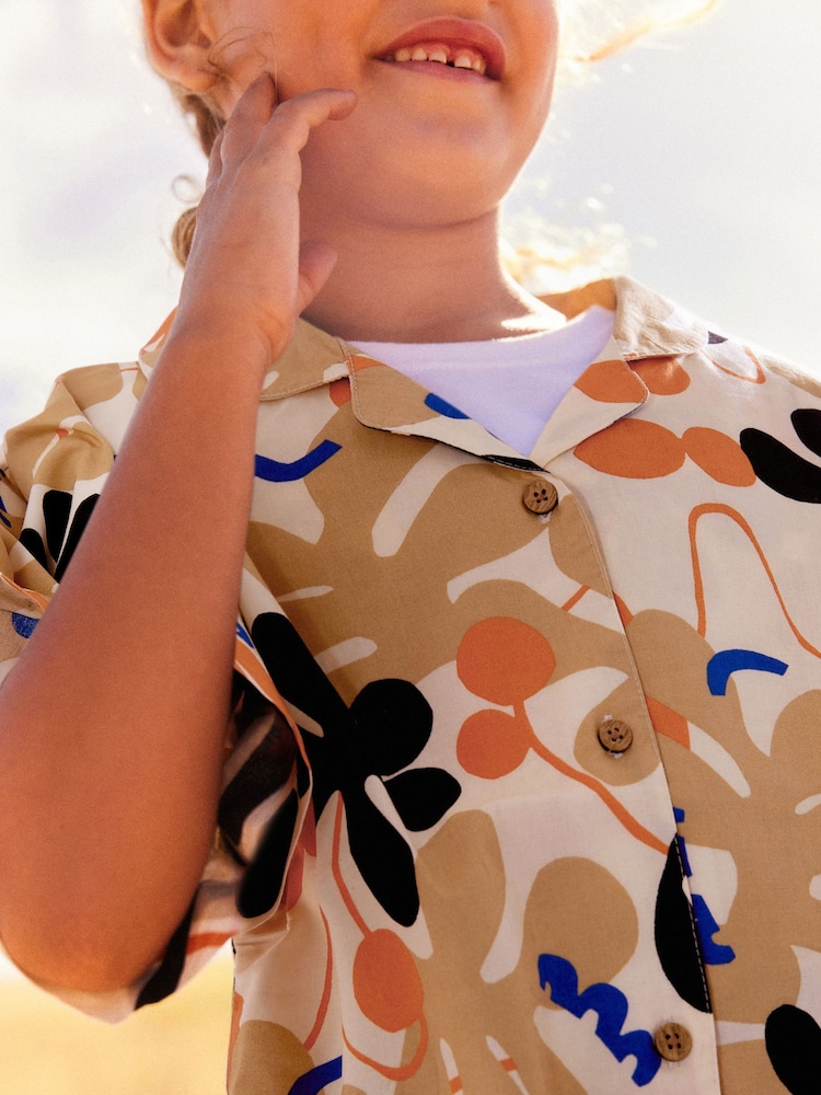 Orange/Black Print Shirt And Shorts Co-ord Set (3-16yrs) - Image 2 of 5