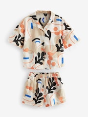 Orange/Black Print Shirt And Shorts Co-ord Set (3-16yrs) - Image 3 of 5