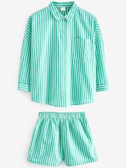 Green Stripe Shirt And Shorts With Linen Co-ord Set (3-16yrs) - Image 5 of 7