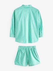 Green Stripe Shirt And Shorts With Linen Co-ord Set (3-16yrs) - Image 6 of 7