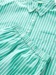 Green Stripe Shirt And Shorts With Linen Co-ord Set (3-16yrs) - Image 7 of 7