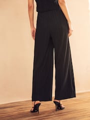 Black Tailored Plissé Wide Leg Trousers - Image 4 of 7