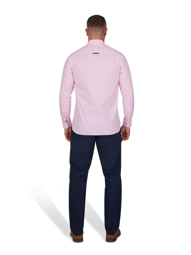 Raging Bull Pink Classic Long Sleeve Stripe 100% Cotton Shirt - Image 2 of 8