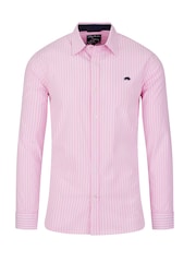 Raging Bull Pink Classic Long Sleeve Stripe 100% Cotton Shirt - Image 7 of 8
