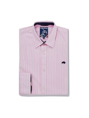 Raging Bull Pink Classic Long Sleeve Stripe 100% Cotton Shirt - Image 8 of 8