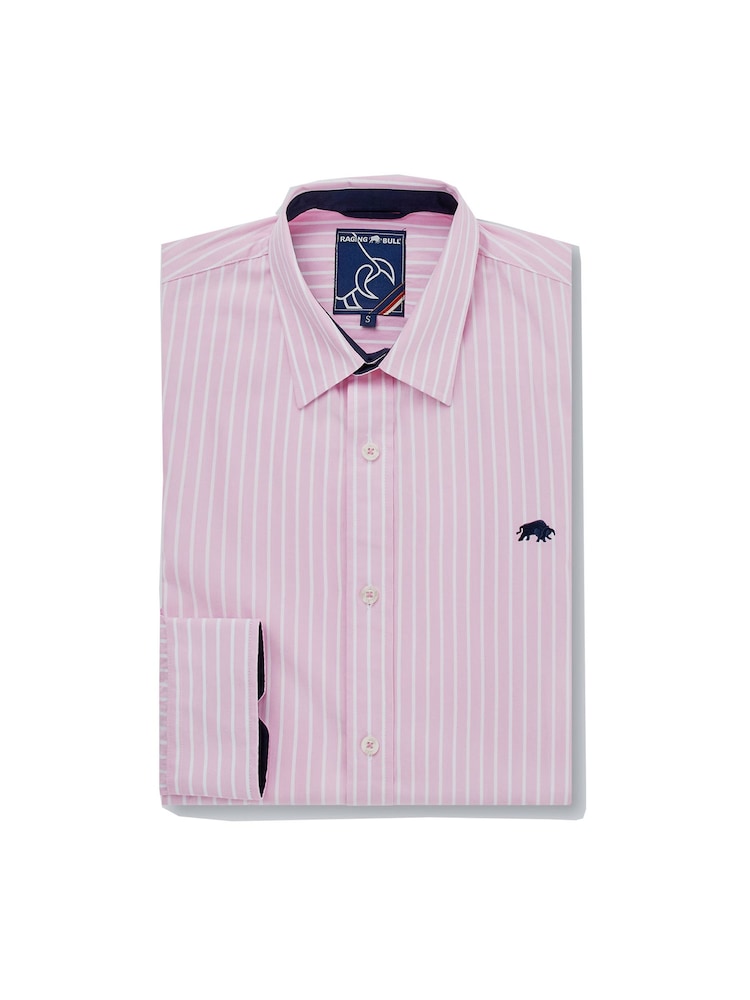 Raging Bull Pink Classic Long Sleeve Stripe 100% Cotton Shirt - Image 8 of 8