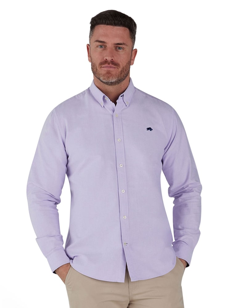 Raging Bull Purple Classic Long Sleeve 100% Cotton Oxford Shirt - Image 1 of 8