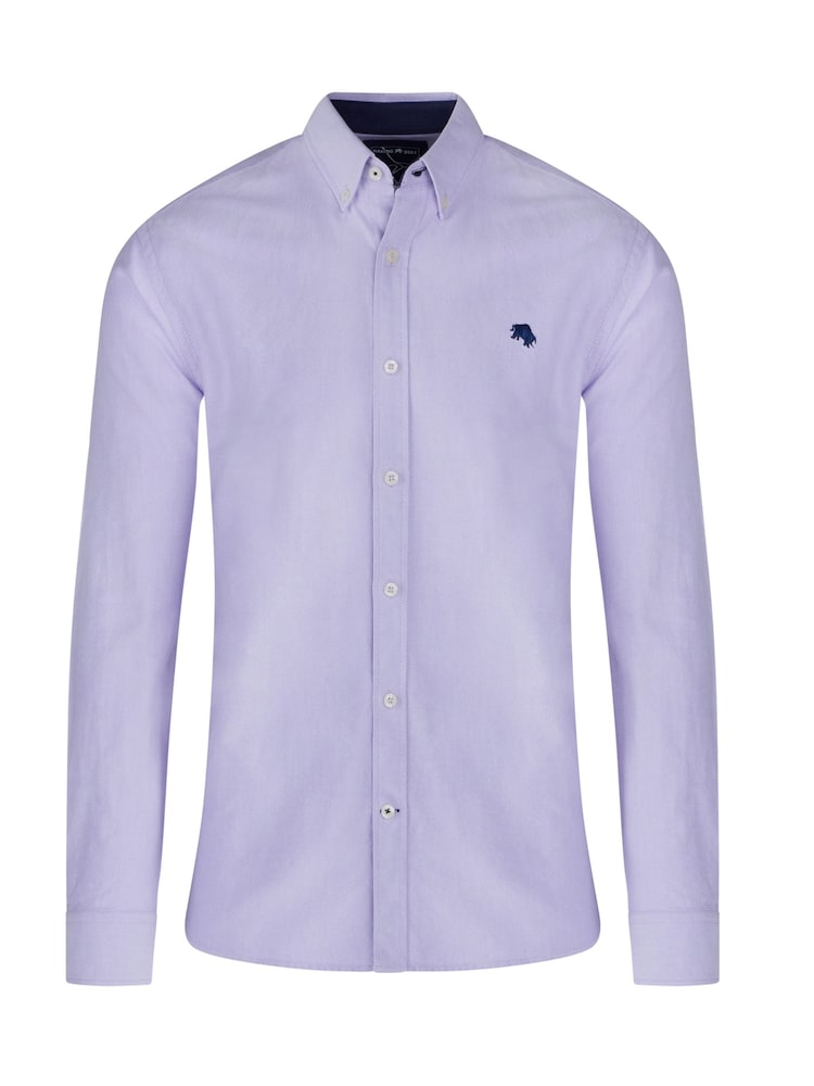 Raging Bull Purple Classic Long Sleeve 100% Cotton Oxford Shirt - Image 8 of 8