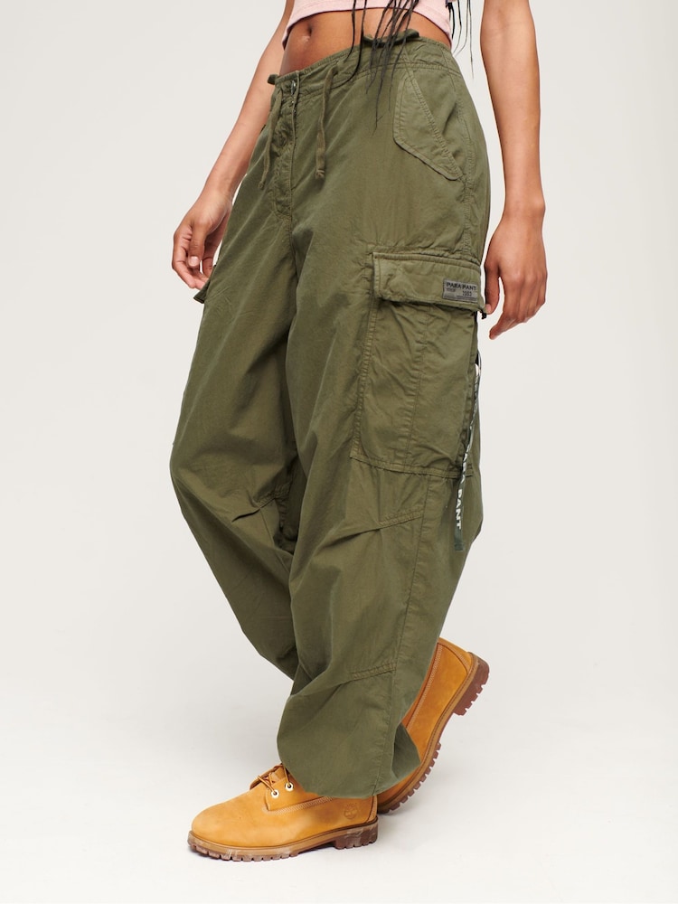 Superdry Green Baggy Parachute Trousers - Image 1 of 10
