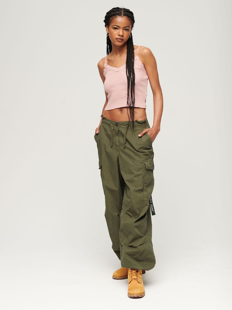 Superdry Green Baggy Parachute Trousers - Image 3 of 10