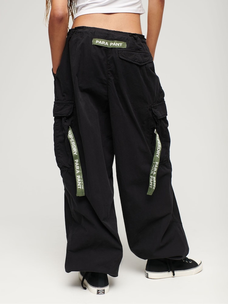 Superdry Black Baggy Parachute Trousers - Image 2 of 10