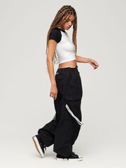 Superdry Black Baggy Parachute Trousers - Image 3 of 10