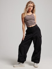 Superdry Black Baggy Parachute Trousers - Image 4 of 10